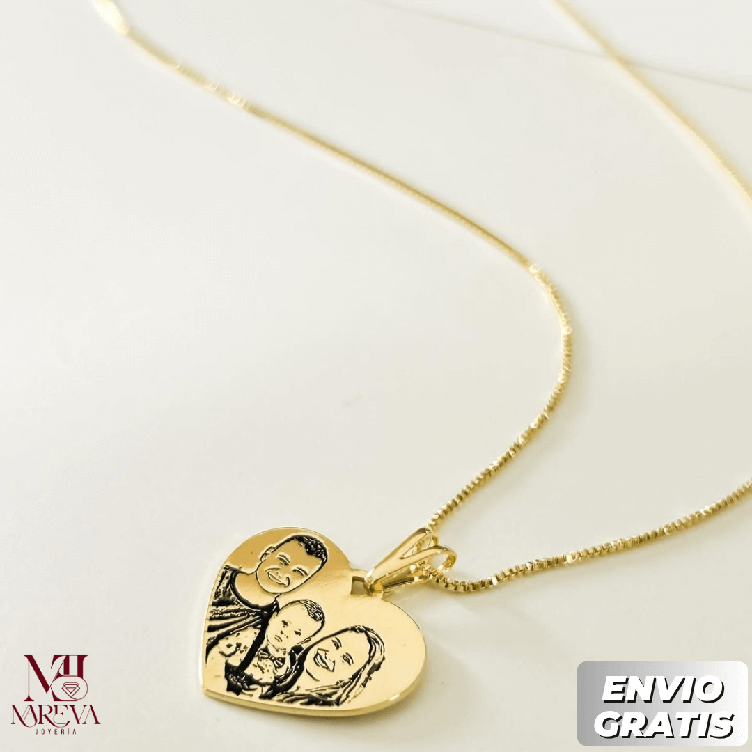 COLLAR CORAZON FOTOGRABADO_PLATA FINA + BAÑO DE ORO | ENVÍO GRATIS