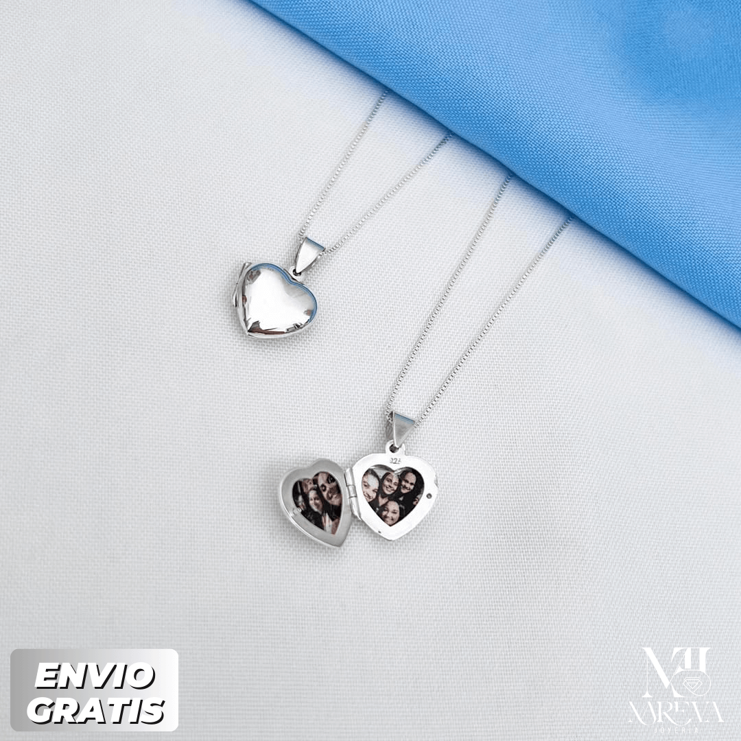 COLLAR RELICARIO CORAZÓN - PLATA FINA | ENVÍO GRATIS
