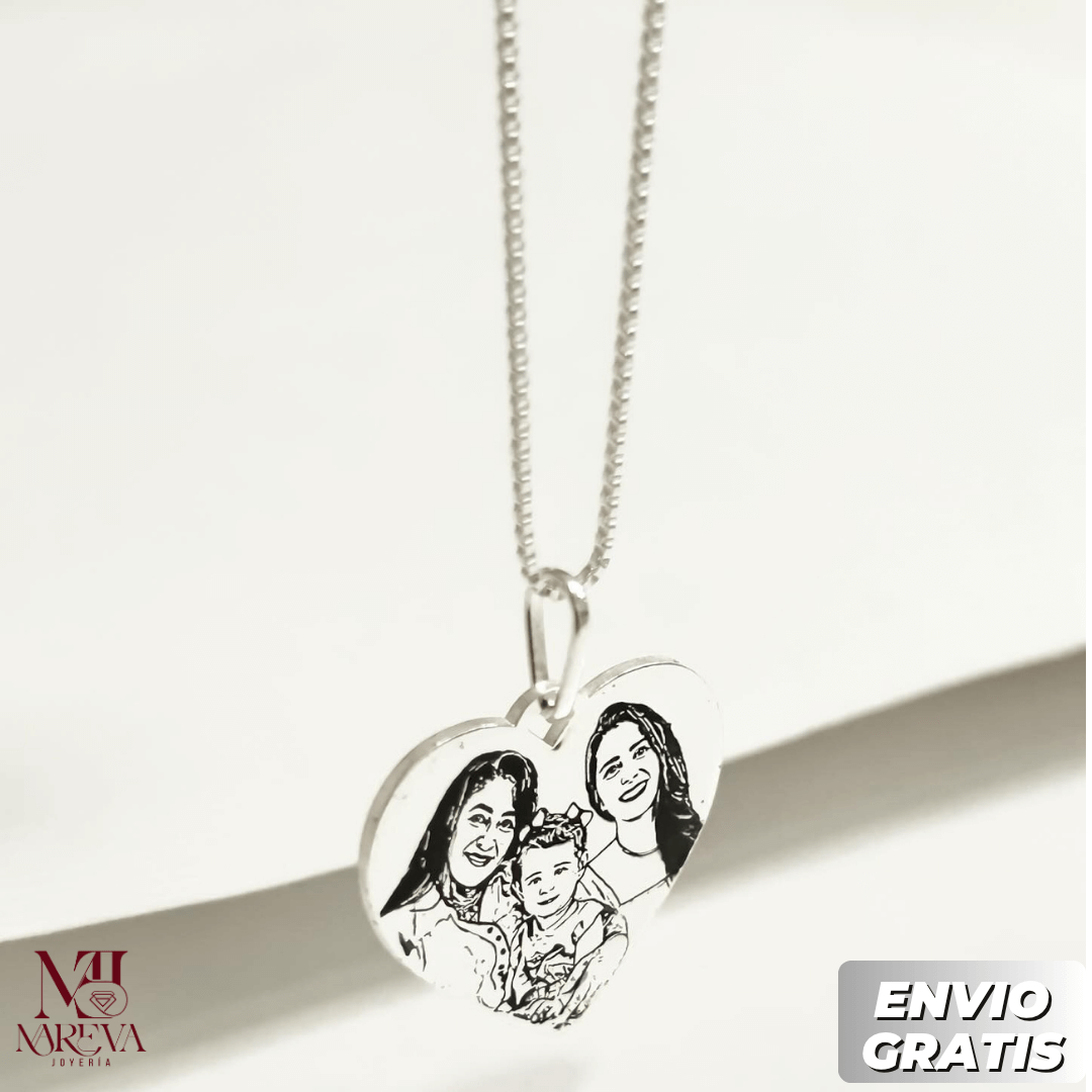 COLLAR CORAZON FOTOGRABADO_PLATA FINA + BAÑO DE ORO | ENVÍO GRATIS