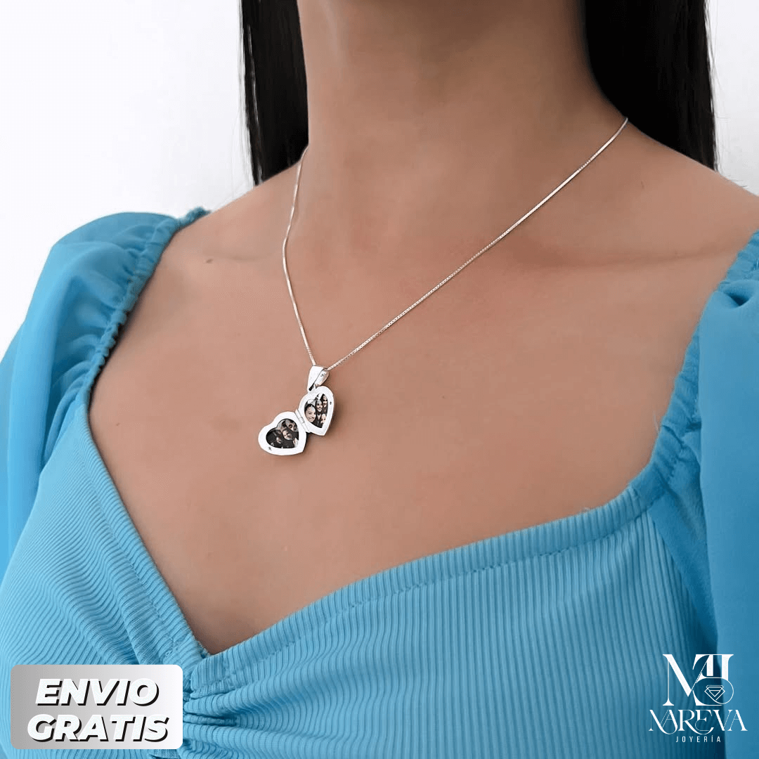 COLLAR RELICARIO CORAZÓN - PLATA FINA | ENVÍO GRATIS