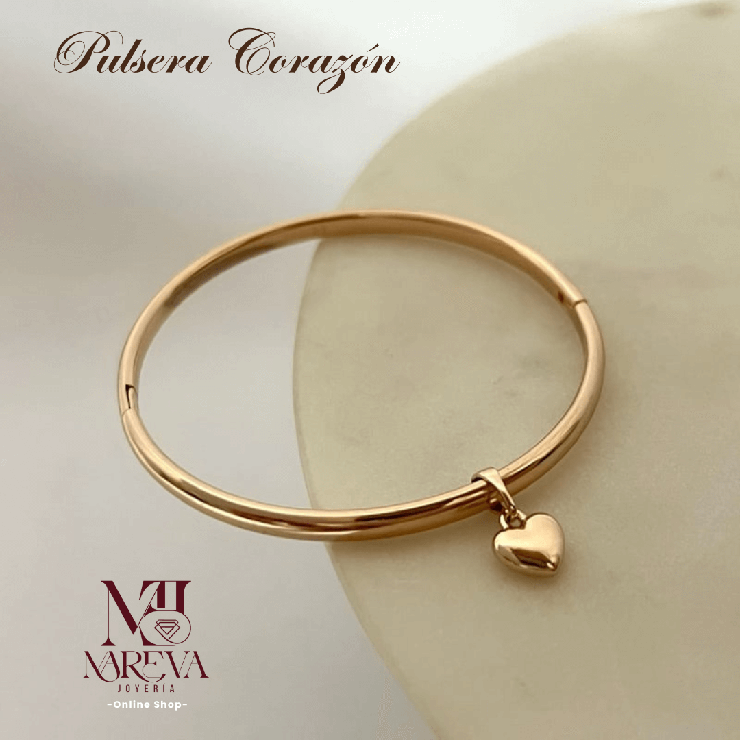 PULSERA CORAZÓN-DOBLE ENCHAPADO EN ORO| ENVÍO GRATIS