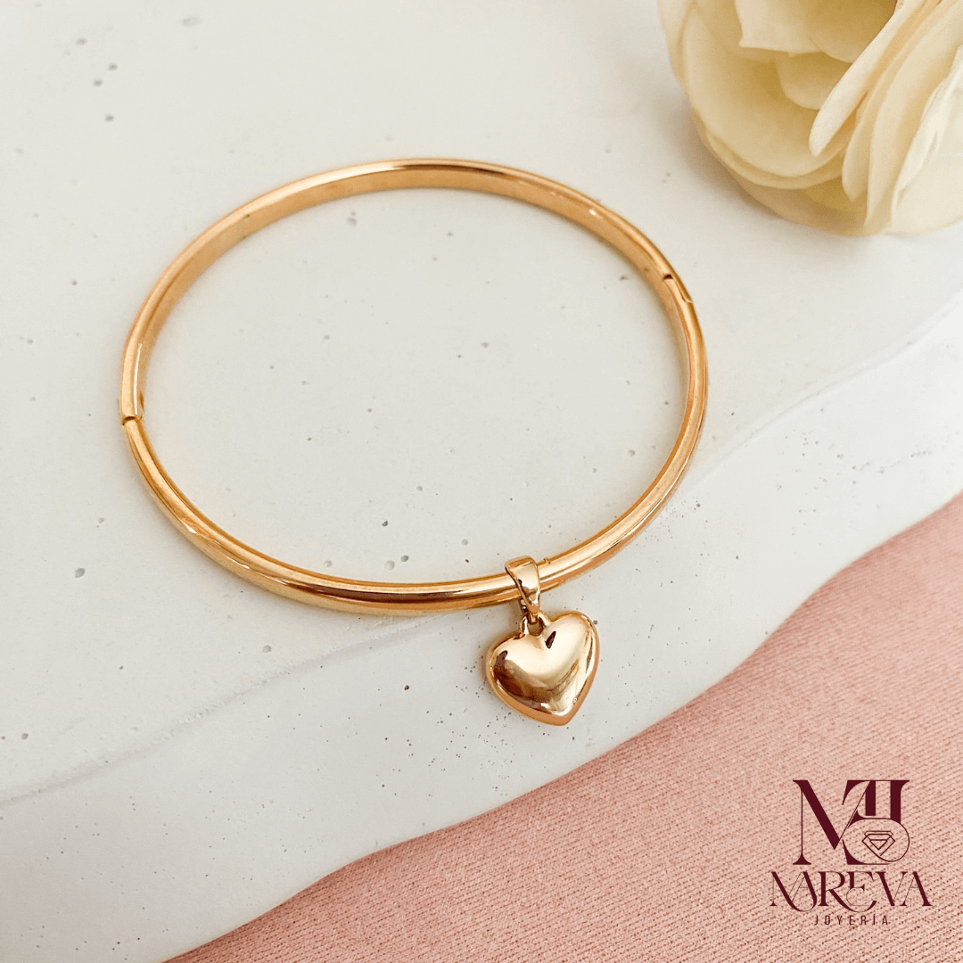 PULSERA CORAZÓN-DOBLE ENCHAPADO EN ORO| ENVÍO GRATIS