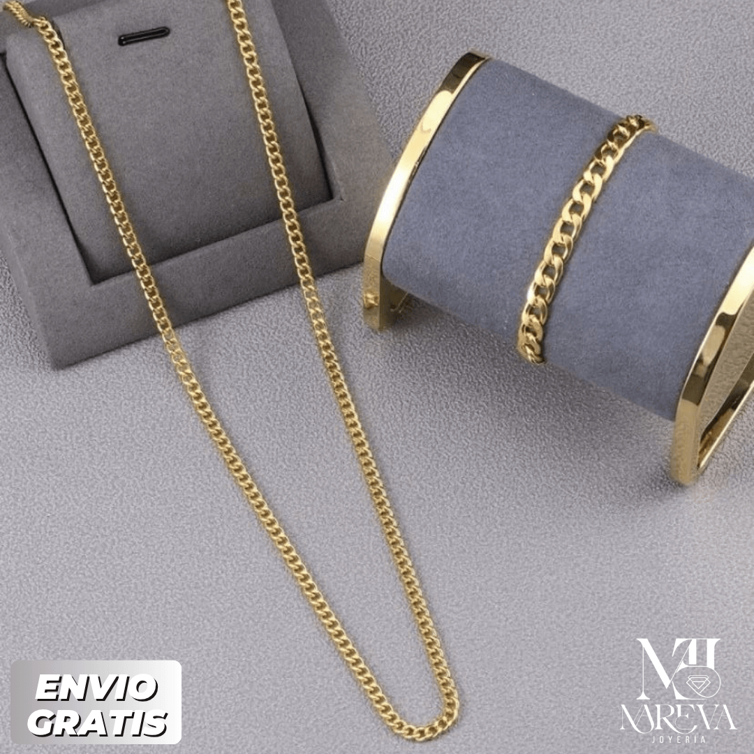 SET LOMO DE CORVINA (COLLAR & PULSERA)-DOBLE ENCHAPADO EN ORO | ENVÍO GRATIS