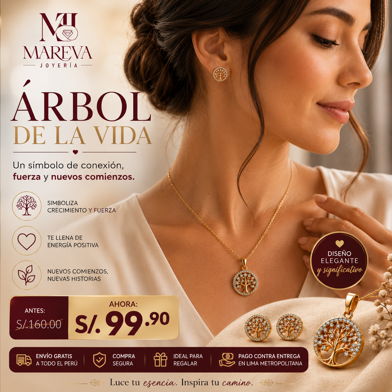 COLLAR ARBOL DE LA VIDA-DOBLE BAÑO EN ORO