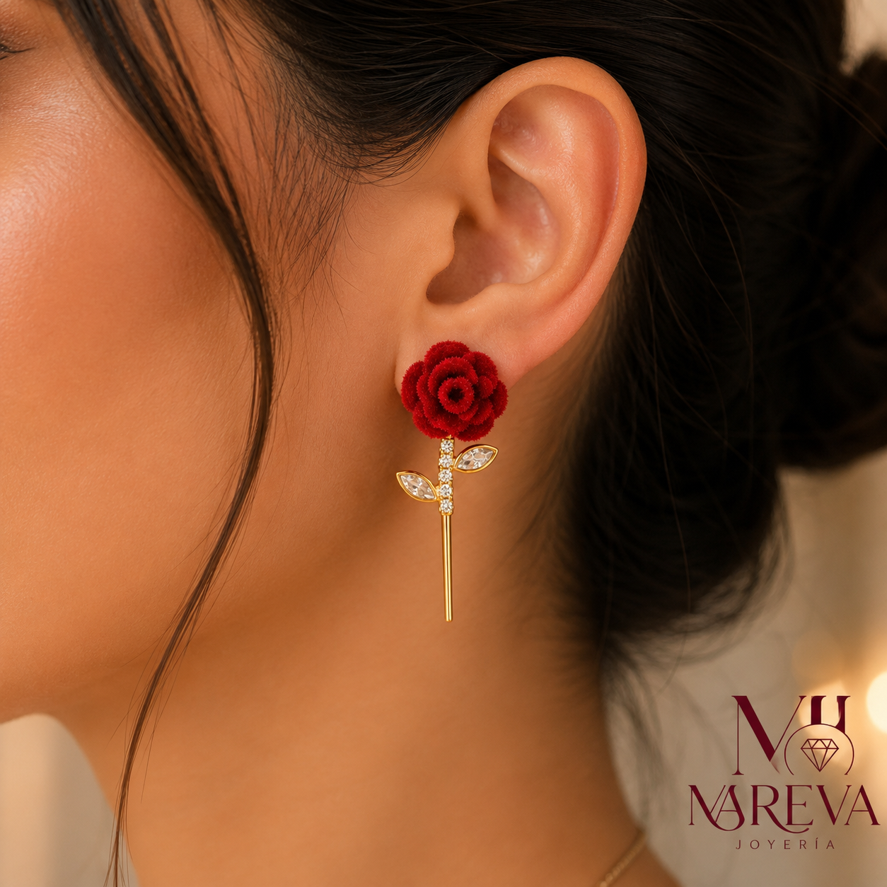 PAR ARETE COLGANTE ROSA ETERNA🌹