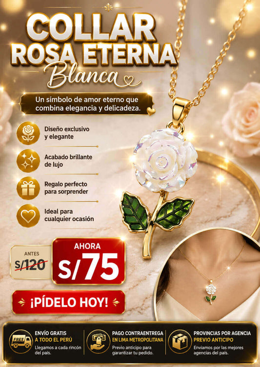 COLLAR ROSA ETERNA BLANCA