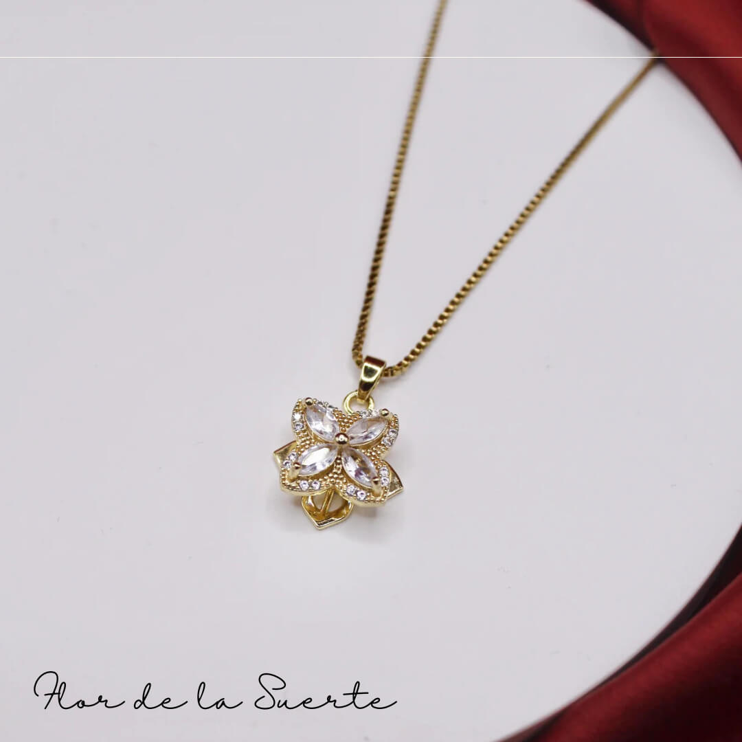 COLLAR TREBOL DE LA SUERTE GIRATORIO