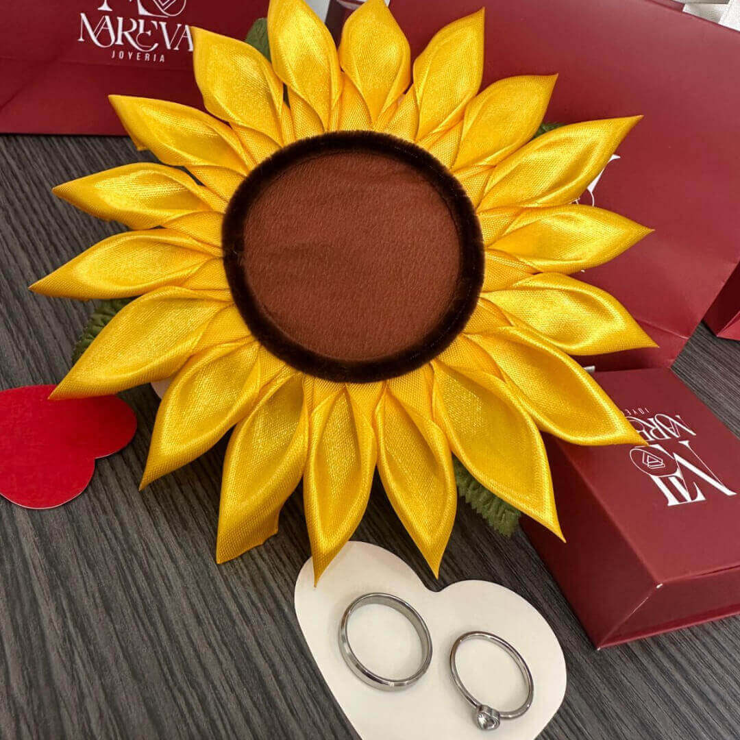 GIRASOL DE FUEGO ❤️‍🔥🌻 "Anillos Promesa de Amor"