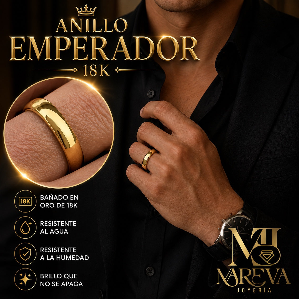 Anillo Emperador 18k - DOBLE BAÑO DE ORO