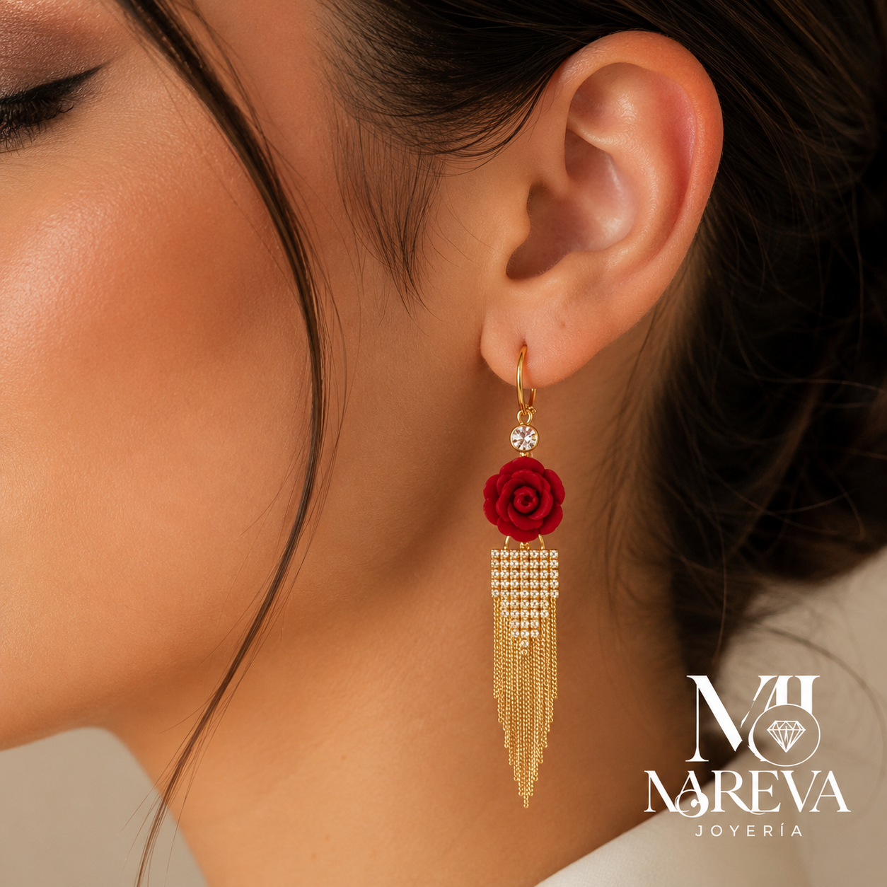 PAR ARETE COLGANTE ROSA ETERNA🌹
