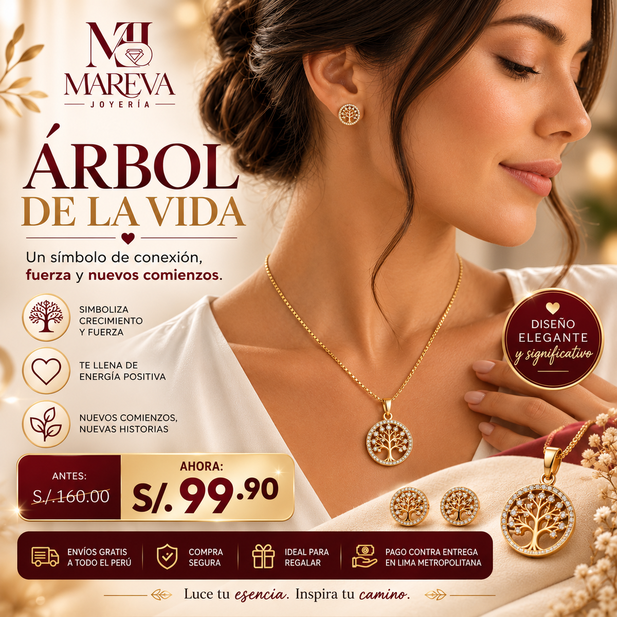 COLLAR ARBOL DE LA VIDA-DOBLE BAÑO EN ORO