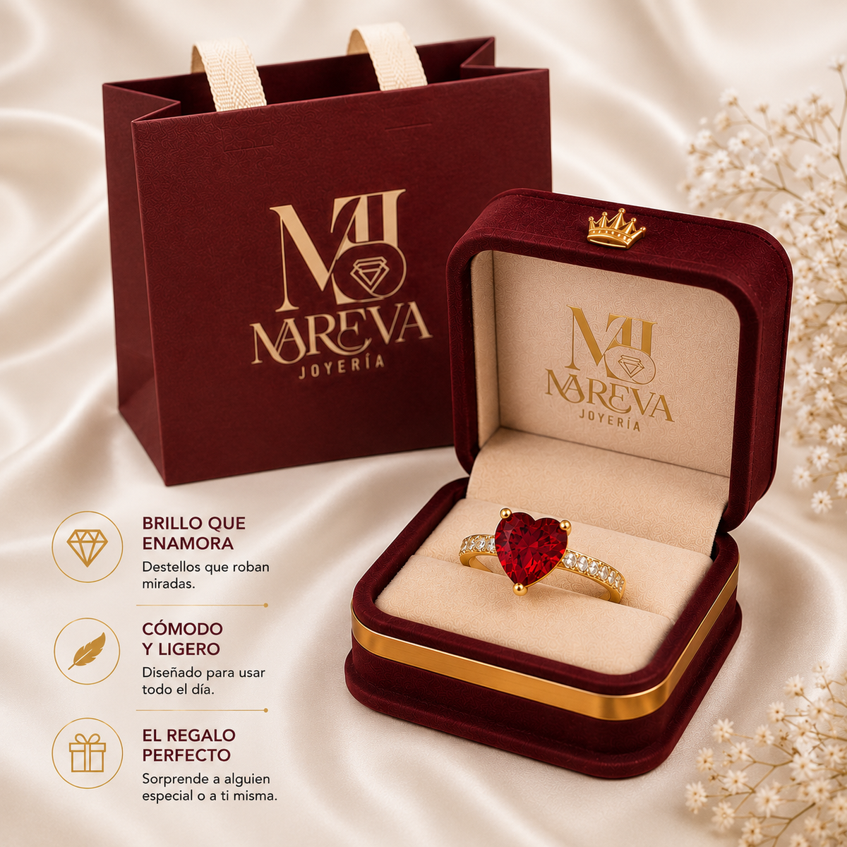 Anillo Corazón estilo Europeo - Regulable
