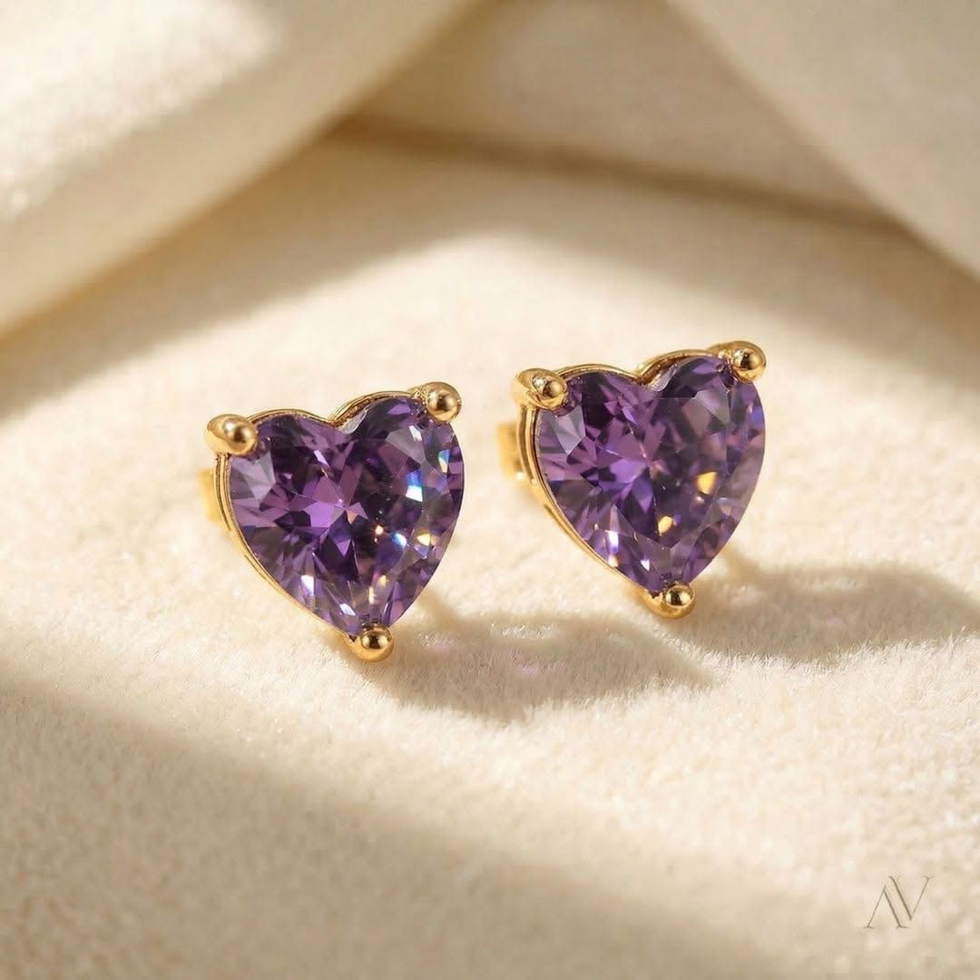 PAR ARETES OCEAN HEART- DOBLE BAÑO DE ORO