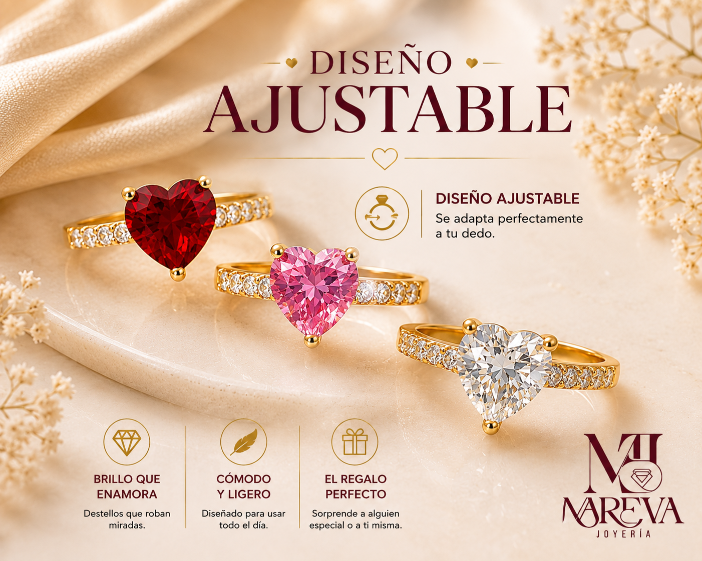 Anillo Corazón estilo Europeo - Regulable