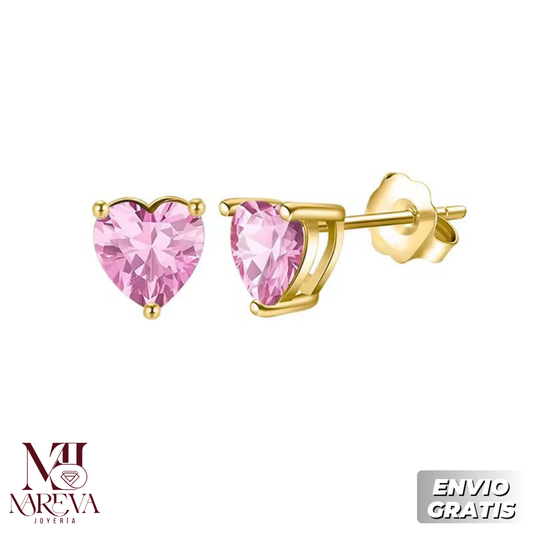 PAR ARETES OCEAN HEART- DOBLE BAÑO DE ORO | ENVÍO GRATIS