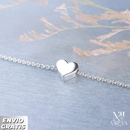 COLLAR CORAZÓN PASANTE - PLATA FINA | ENVÍO GRATIS