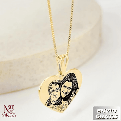 COLLAR CORAZON FOTOGRABADO_PLATA FINA + BAÑO DE ORO | ENVÍO GRATIS