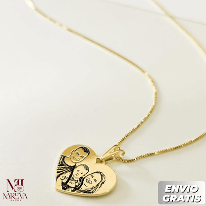 COLLAR CORAZON FOTOGRABADO_PLATA FINA + BAÑO DE ORO | ENVÍO GRATIS