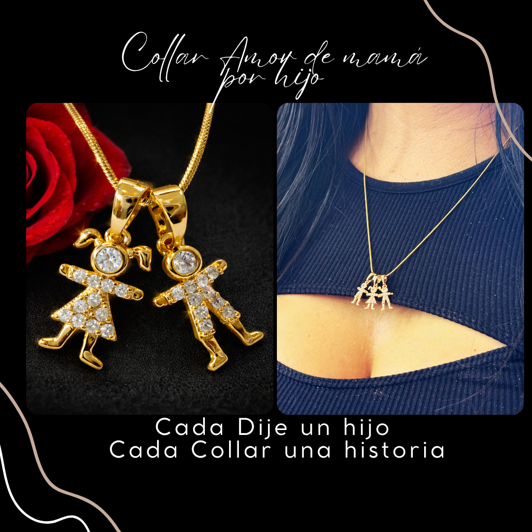 COLLAR AMOR DE MAMÁ x HIJ@-DOBLE BAÑO EN ORO.