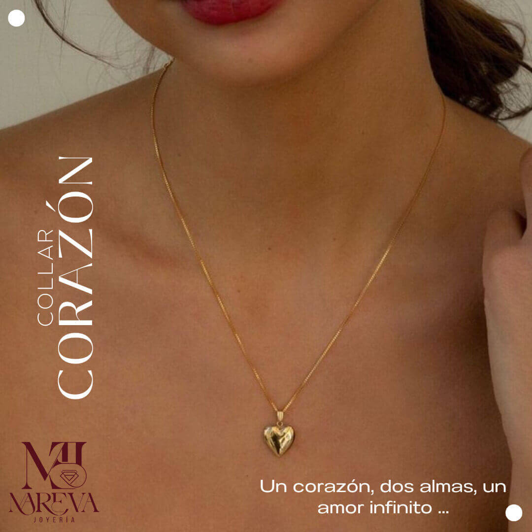 SORPRESA ROMÁNTICA: CAJA FUEGO DE AMOR + COLLAR CORAZÓN DOBLE BAÑO DE ORO 18K | ENVÍO GRATIS