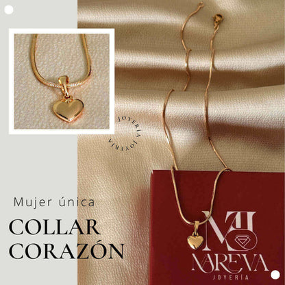 SORPRESA ROMÁNTICA: CAJA FUEGO DE AMOR + COLLAR CORAZÓN DOBLE BAÑO DE ORO 18K | ENVÍO GRATIS