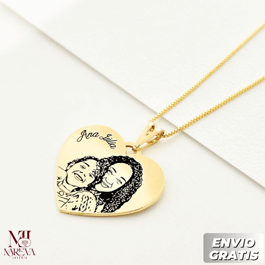 COLLAR CORAZON FOTOGRABADO_PLATA FINA + BAÑO DE ORO | ENVÍO GRATIS