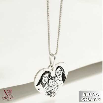 COLLAR CORAZON FOTOGRABADO_PLATA FINA + BAÑO DE ORO | ENVÍO GRATIS