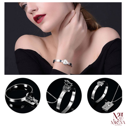 PULSERA CORAZÓN Y COLLAR LLAVE (PAREJAS) | ENVÍO GRATIS