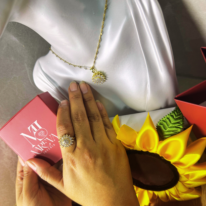 PACK GIRASOL DE FUEGO: Collar+anillo Girasol, Sellado con fuego | ENVÍO GRATIS