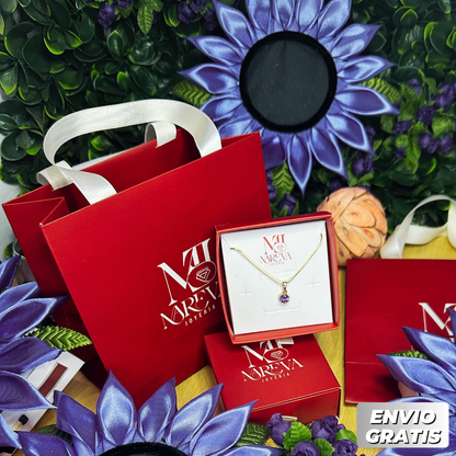 GIRASOL D' FUEGO MORADO + Collar Enchape en Oro 18K | ENVÍO GRATIS
