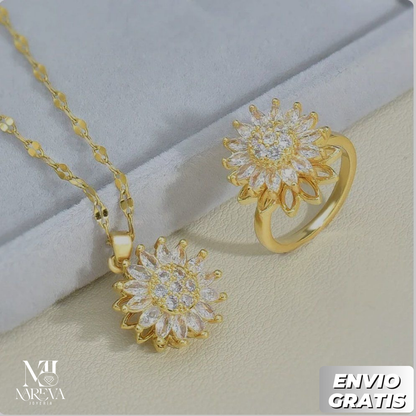 PACK GIRASOL DE FUEGO: Collar+anillo Girasol, Sellado con fuego | ENVÍO GRATIS