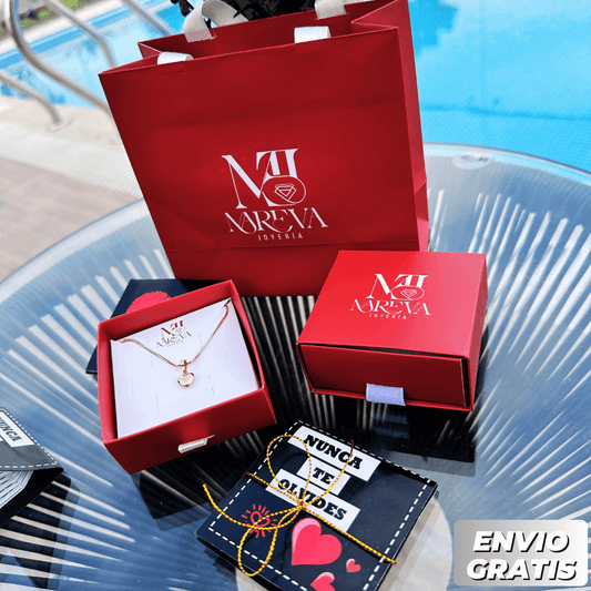 PACK NUNCA TE OLVIDES (COLLAR CORAZÓN + LIBRITO) DOBLE BAÑO DE ORO | ENVÍO GRATIS