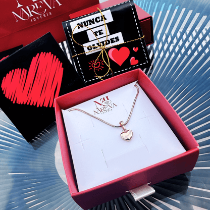 PACK NUNCA TE OLVIDES (COLLAR CORAZÓN + LIBRITO) DOBLE BAÑO DE ORO | ENVÍO GRATIS