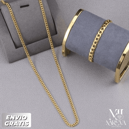 SET LOMO DE CORVINA (COLLAR & PULSERA)-DOBLE ENCHAPADO EN ORO | ENVÍO GRATIS