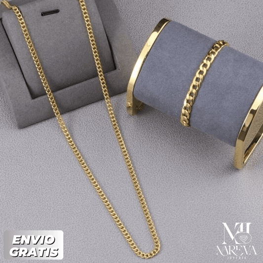 SET LOMO DE CORVINA (COLLAR & PULSERA)-DOBLE ENCHAPADO EN ORO | ENVÍO GRATIS