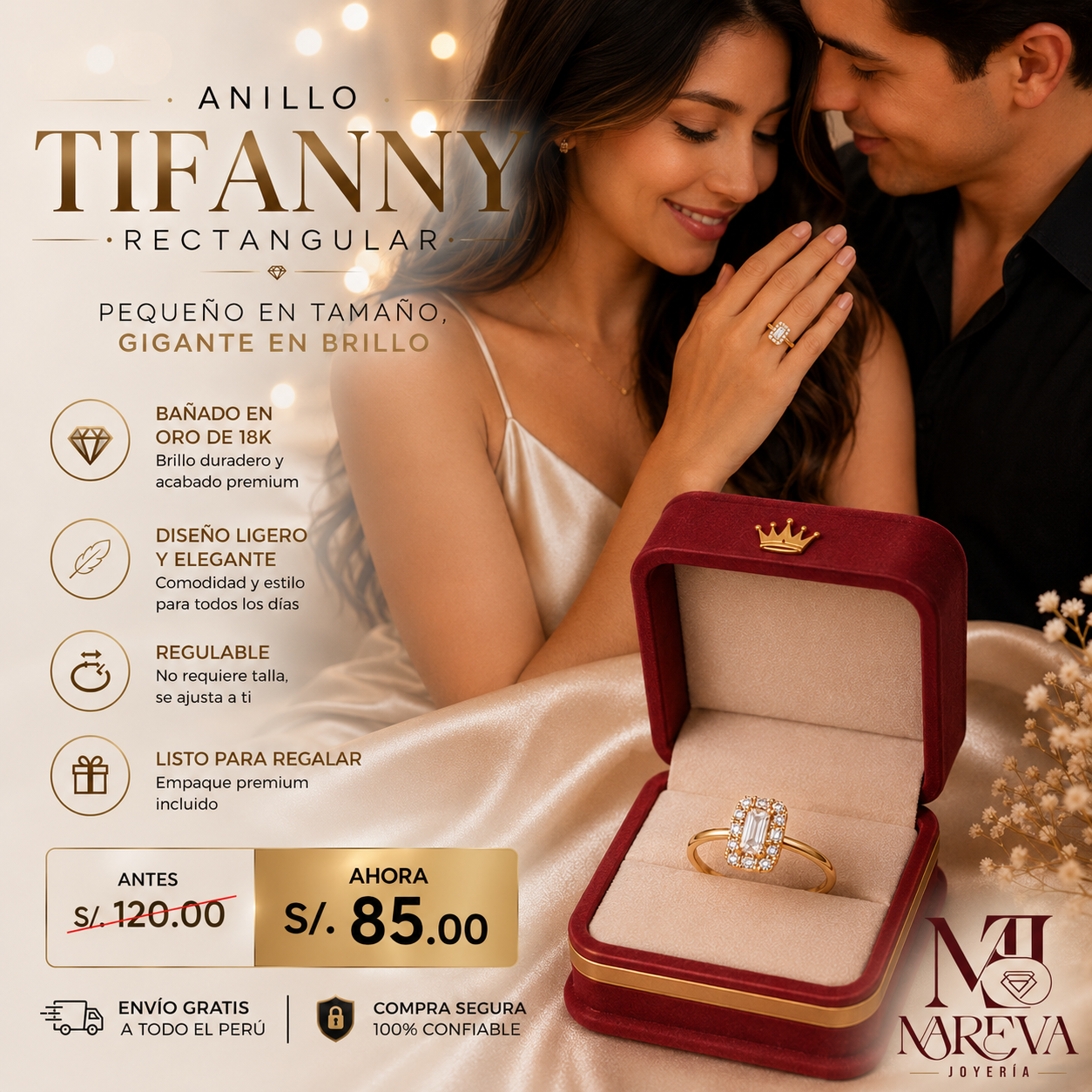 Anillo Promesa Tifanny - DOBLE BAÑO DE ORO 18K