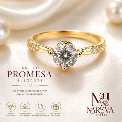 Anillo Promesa Elegante (Regulable)♡ - DOBLE BAÑO DE ORO 18K