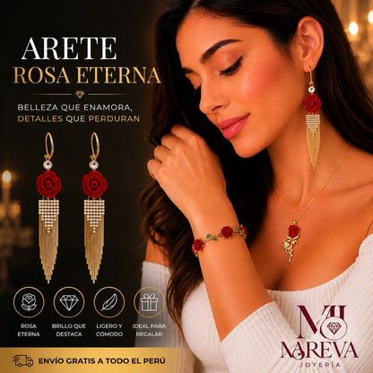 PAR ARETE COLGANTE ROSA ETERNA🌹