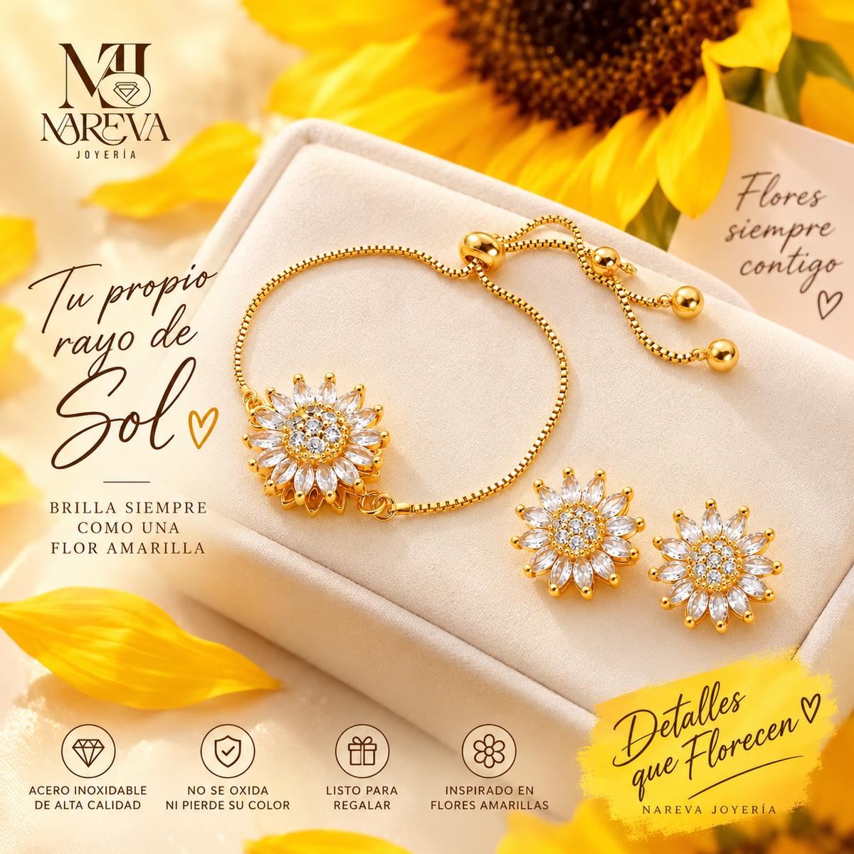 PULSERA + ARETE GIRASOL (Giratorio-Antiestrés)