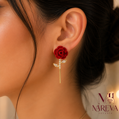 PAR ARETE COLGANTE ROSA ETERNA🌹