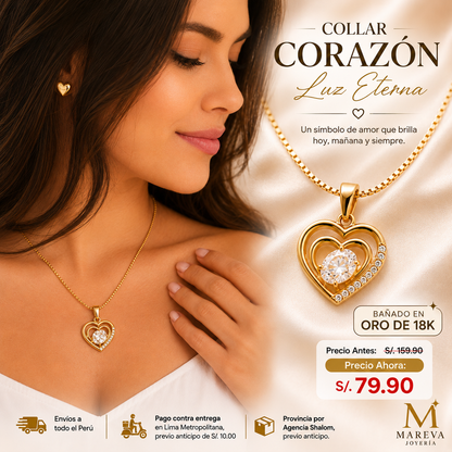 COLLAR CORAZÓN LUZ ETERNA - DOBLE BAÑADO EN ORO DE 18K