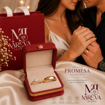 Anillo Promesa Elegante (Regulable)♡ - DOBLE BAÑO DE ORO 18K